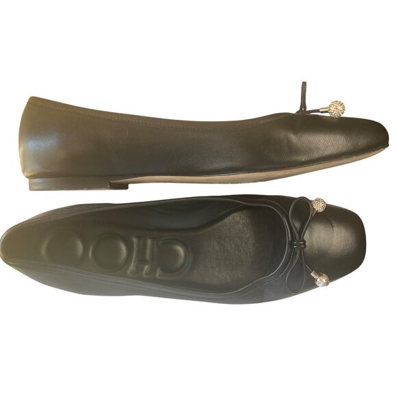 Jimmy Choo Elme Ballet Flats Black Bow Pearl Crystal Embellished US 8 EU 38.5 – - Picture 10 of 16